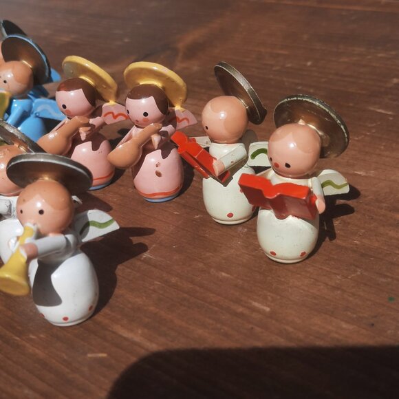 Miniature Angel Choir Painted Wood Musical Band with Instruments VTG Holiday 1.5 - Picture 10 of 15